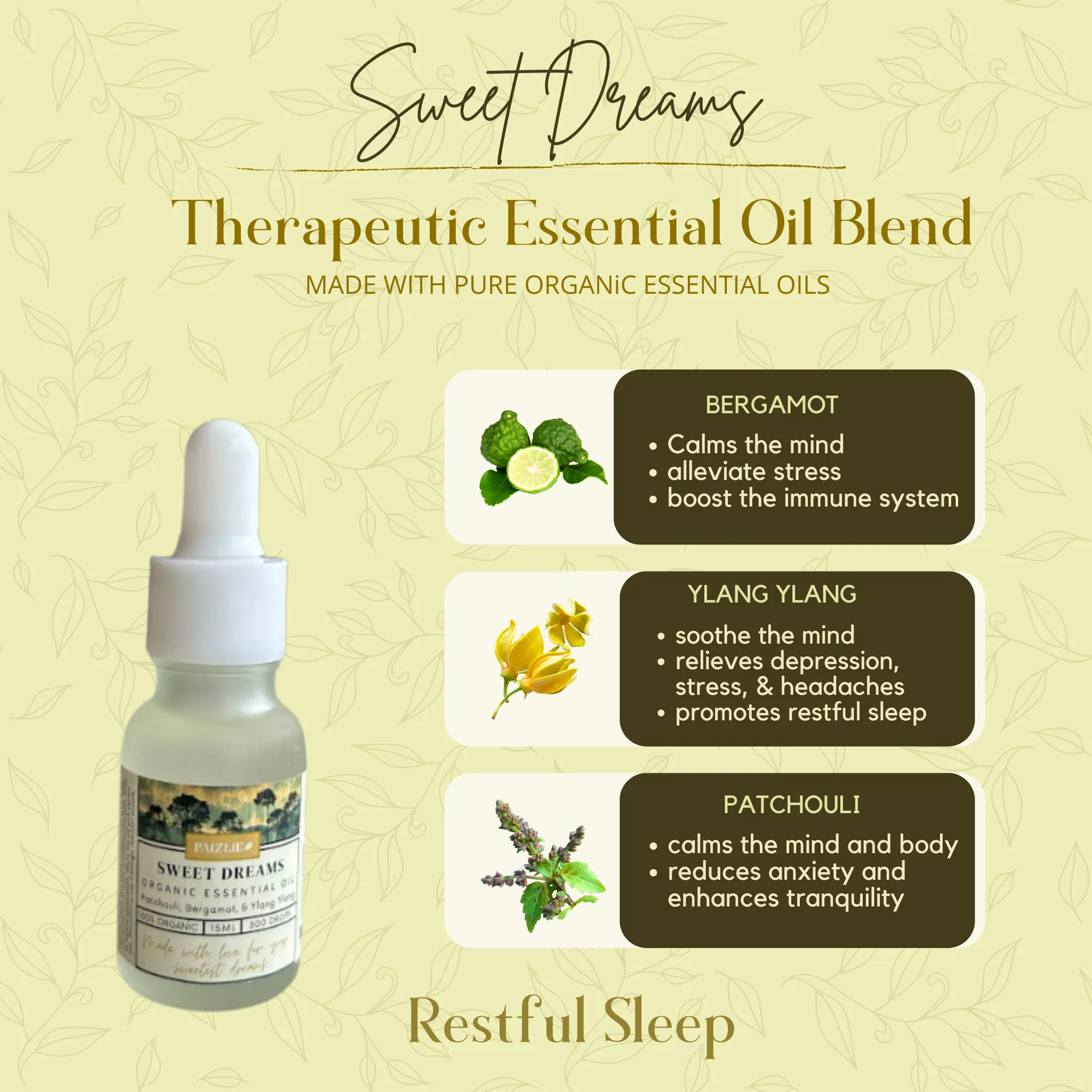 Sweet Dreams Natural Essential Oil | Chamomile, Lavender & Sandalwood